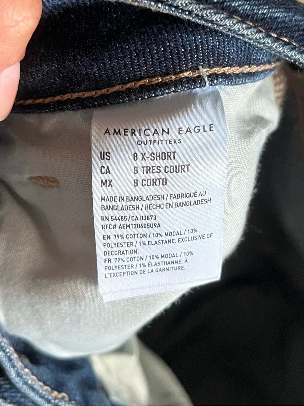 American Eagle Tomgirl Dark Blue Distressed Jeans Size 8 - Picture 8 of 9